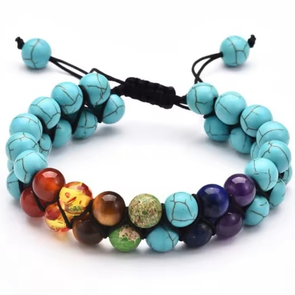 Natural Stones - Double Layer 7 Chakra Bracelets for Women, Men - Picture 3 of 6